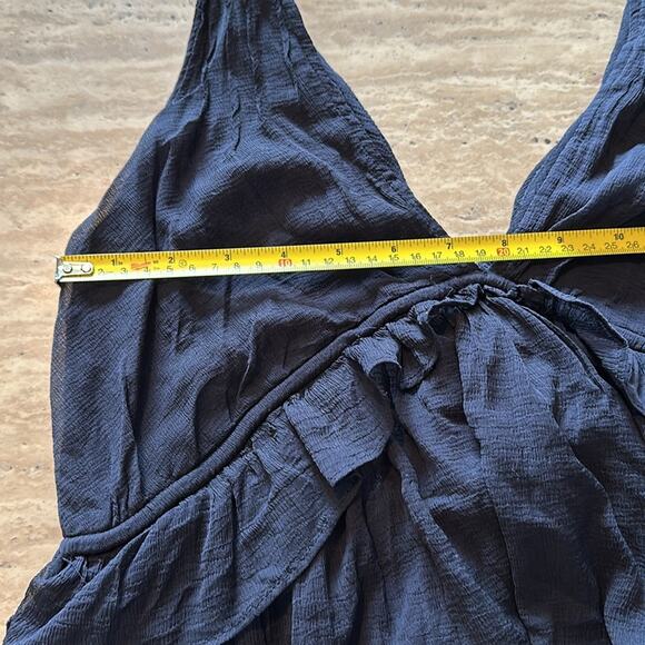 Free People Women Black SemiSheer Mini Sleeveless Babydoll Dress Flowy Boho S15 - Picture 6 of 11